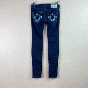 True Religion Aztec Embroidered Back Pocket Skinny